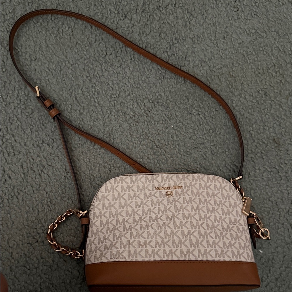 Michael Kors Tan and Cream Crossbody Bag